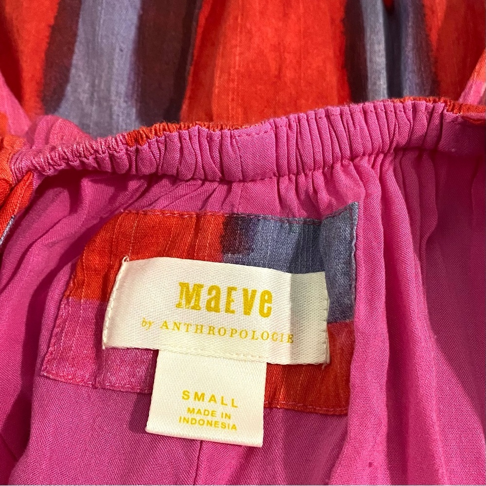 Anthropologie Maeve Madison Maxi Dress Size Small Pink Tie Back Elastic Waist - Picture 10 of 14
